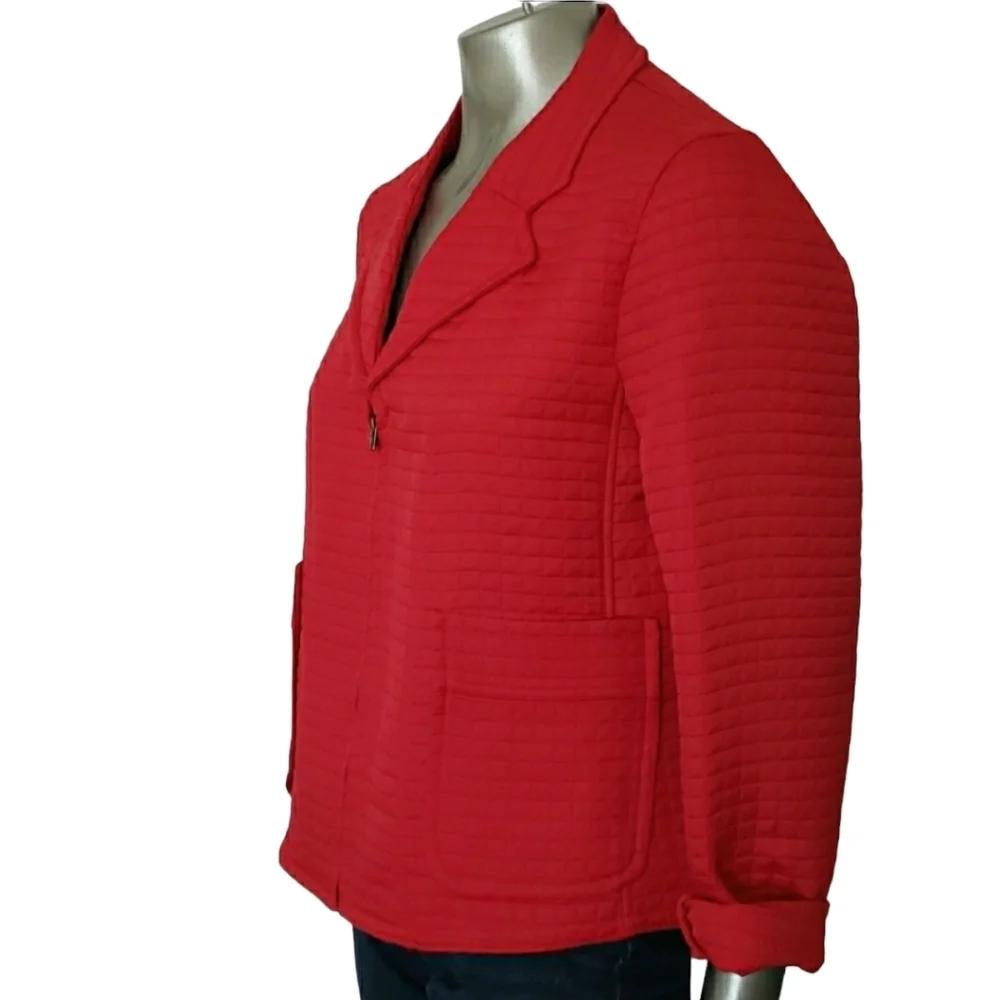 Harve Benard Red Quilted Zip Front Jacket Sz 12 ☆Like New☆‎ - Picture 4 of 8
